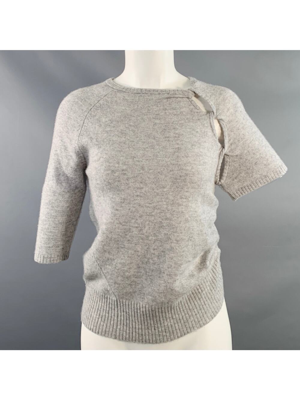 CHRISTOPHER ESBER Size XS Grey Heather Cashmere Knit Asymmetrical Casual Top